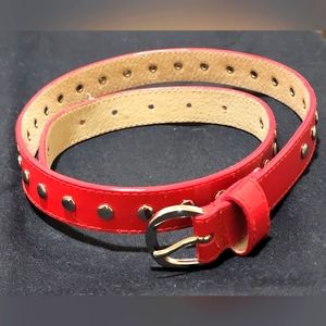 Vintage Red Genuine Patent Leather Studded Belt ♥️ sizeS